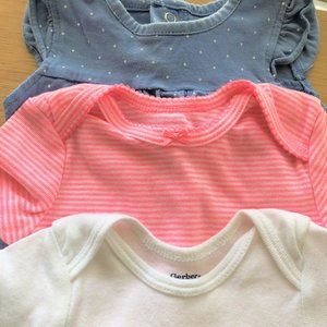 Blue romper, 2 onesies, unused, Carters